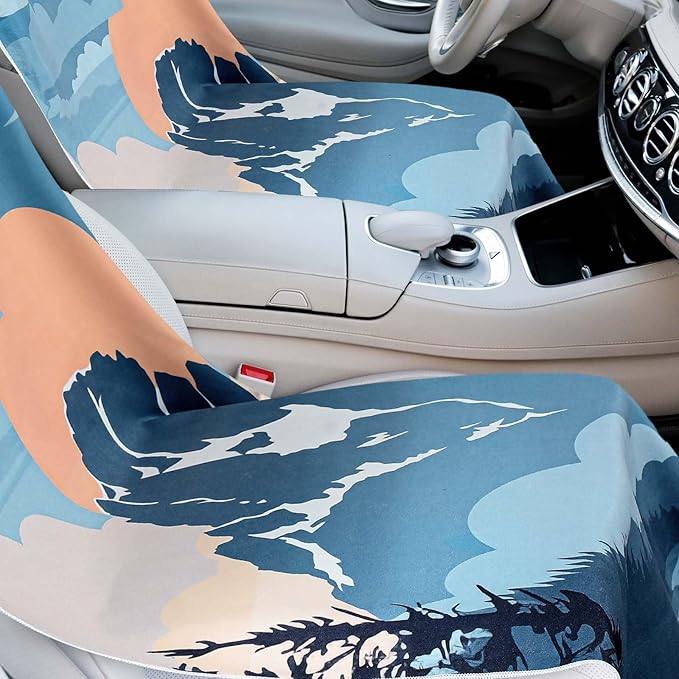 2 Pack Car Seat Towel Covers with Storage Bag 63 x 32 Inch Athletic Running Towel Seat Sweat Washable Non Slip Cover Gift for Car Outdoor Sport Activities (Yellowstone National Park)
