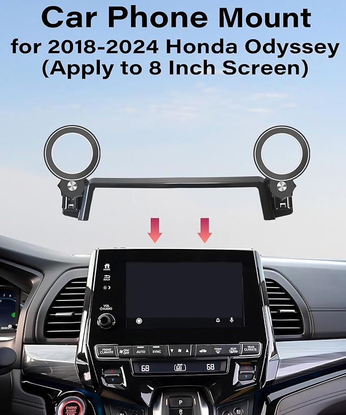 Car Phone Holder for Honda Odyssey 2018 2019 2020 2021 2022 2023 2024 Accessories Apply to 8 Inch Touch Screen Fixed Clip MagSafe Passenger Cell Phone Mount Handsfree 360° Rotation