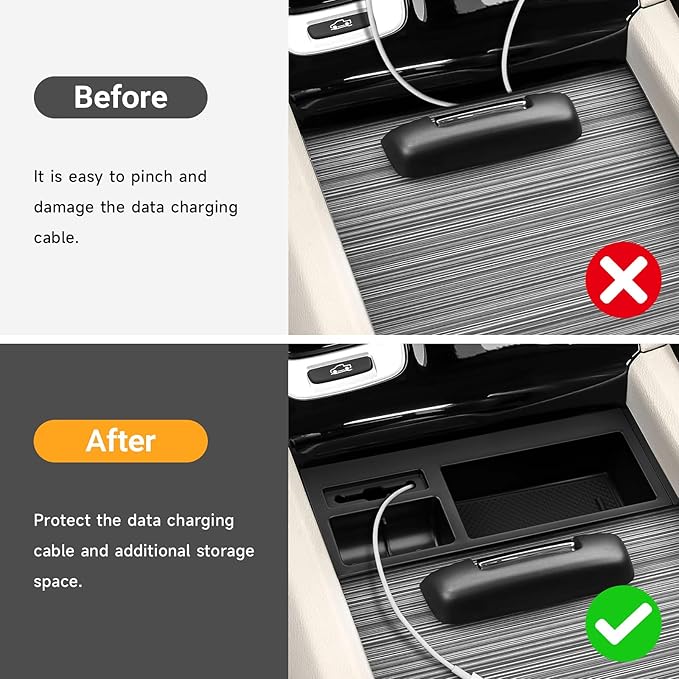 Hellet Center Console Insert Cable Protector Compatible with Honda 2016-2022 Pilot & 2019-2023 Passport & 2017-2023 Ridgeline Accessories Convenient for Mobile Phone Charging
