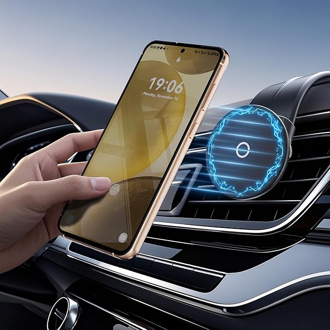 PZOZ A/B Dual-Sided (1 Set) Magnetic Ring Sticker for MagSafe iPhone 16 Holder Phone Case Suction Cup Wireless Charger Car Mount Bathroom Kitchen, for iPhone 15 14 13 12 Pro Max, Samsung (Black)