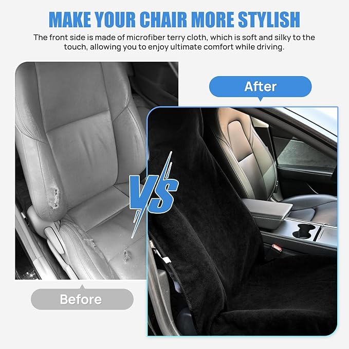 Nilight Car Seat Cover Black Terry Fabric Water and Sweat Absorbent Ideal for Running Gym Workouts Beach Swimming and Hiking Suitable for Cars Truck SUV