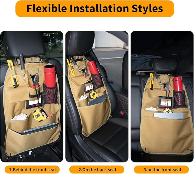Back Seat Car Organizer with Car Storage Bags, Universal Car Organizers and Storage Truck Organizer(Brown)