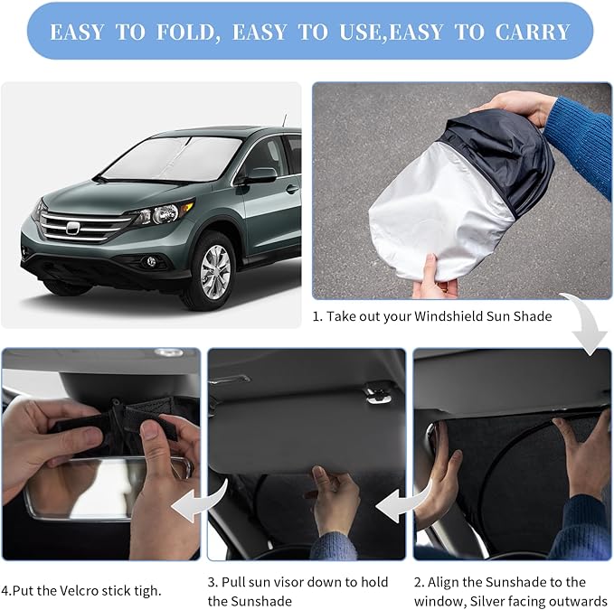 for Toyota RAV4 2013-2018 Sun Shade Sunshade Windshield Cover - 4 Layers Front Window Shade for RAV-4 Custom Fit Sun Visor - 240T Retractable Shade Blocks UV Rays Car Accessories