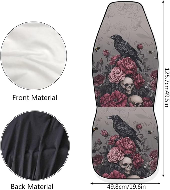 Halloween Crow Car Seat Covers Set of 2 Universal Vehicle Front Seats Interior Protector Easy to Install Interior Protection Suitable Fits Most Cars Auto SUV Sedan Truck
