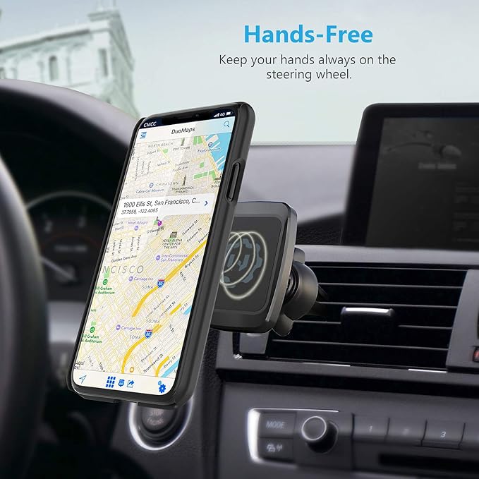 WixGear Magnetic Phone Holder for Car, Twist-Lock Air Vent Car Phone Holder with Swift-Snap Technology, Secure Grip Car Phone Mount, Compatible with All Smartphones, Strong Magnets