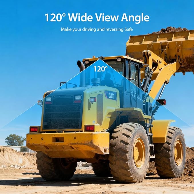 ZEROXCLUB 2 Wired Rear View Backup Camera System, 7" 1080P Monitor IP69K Waterproof Vibration-Proof 10G Reverse Camera, Dual Split Screen for Tractor, Truck, Trailer, Combine, Heavy Equipment, BH702