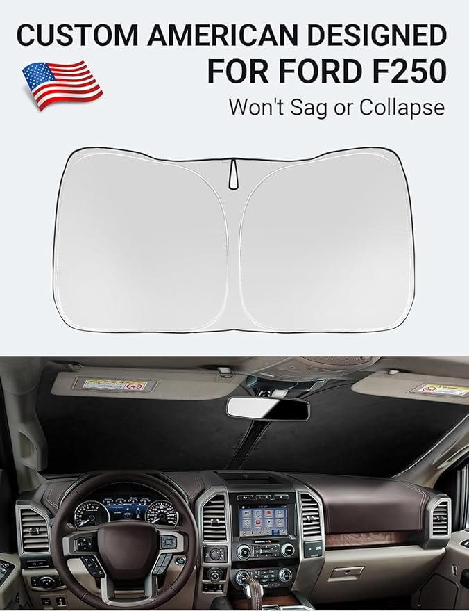 Proadsy 2026 Upgrade Front Windshield Sun Shade Foldable Sunshade Protector Custom Fit 2017-2025 2026 Ford Super Duty F-250 F250 F-350 F350 F-450 F450 F-550 F550 2Door 4Door Pickup Accessories