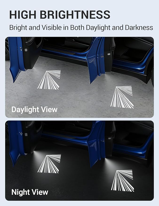 Motrobe 4PCS Puddle Lights for Tesla Model Y Juniper 2025 2026 Model 3 Highland 2024-2026 4K HD Ultra-Bright Light Carpet Door Projector Lights No Error Code Never Fade Tesla Accessories
