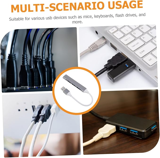 Uonlytech USB Hub Multi-Port Splitter for Laptop and Desktop High-Speed USB Expansion Hub for Multiple Devices for Car and Home Use