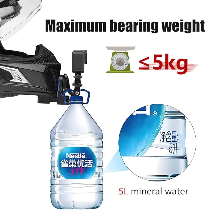 Action Camera Chin Mount for Motorcycle and Dirt Bike Helmet – 360° Rotating POV Bracket with Quick Release Base, Compatible with GoPro Hero 13–5, DJI Action 3/4/5, Insta360 X3, and More
