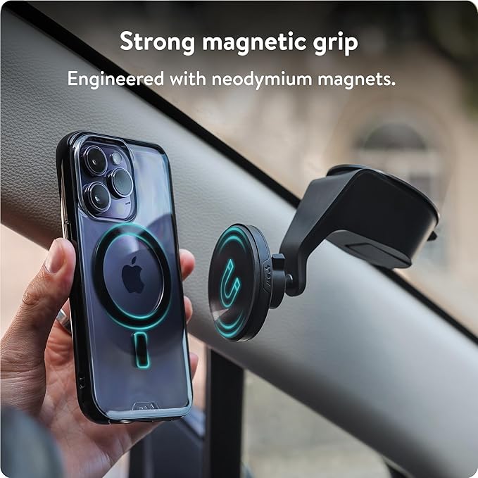 Mous – MagSafe and Pixelsnap Compatible Car Mount Phone Stand - Phone Suction Mount Compatible with iPhone 17/16/15/14, Pixel 10, S26/S25 Series Phones and MagSafe Compatible Cases