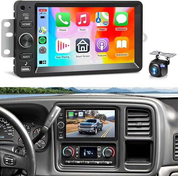 8Core 4+64G Car Stereo for Chevrolet Chevy Silverado Impala Tahoe GMC Sierra Yukon Hummer H2 Android Car Radio 5G WiFi Wireless Carplay Android Auto,7” IPS,GPS,SWC,Bluetooth,Backup Camera for B-OSE