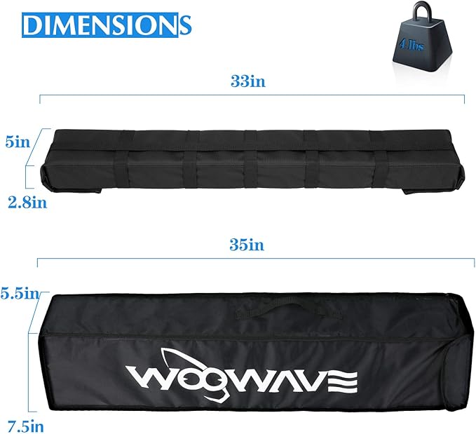 WOOWAVE Premium Kayak Roof Rack Pads Universal Car Soft Roof Rack Kayak Carrier for Canoe/Surfboard/Paddleboard/SUP/Snowboard with Tie Down Straps, Tie Down Rope, Quick Loop Strap and Storage Bag