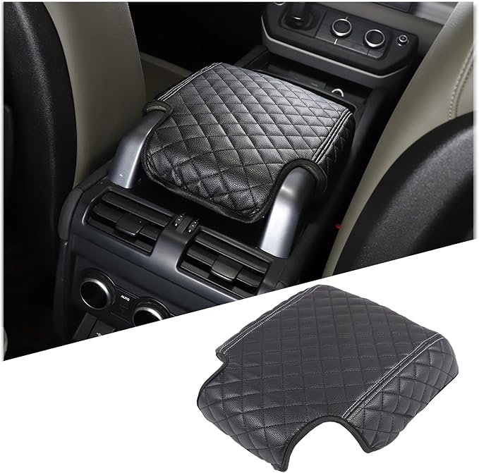 Center Console Armrest Cover Compatible with Land Rover Defender 90/110/130 2020-2023 Accessories, Comfortable Leather Armrest Box Pad Cushion Protector (A Style)
