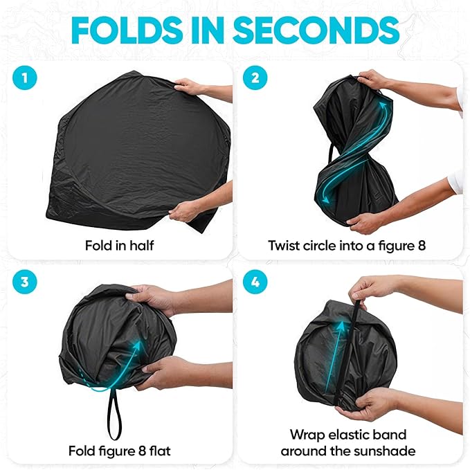 FORTEM Car Sun Shade for Windshield, Reflective Windshield Sunshade, 240T Polyester, Automotive Interior Sun Protection, Ultimate Heat and UV Shield, Foldable, Storage Bag