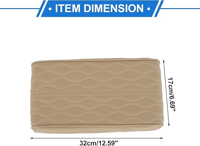 Center Console Cushion Pad 12.59"x6.69" Center Console Cover Armrest Seat Box Cover Faux Leather Beige