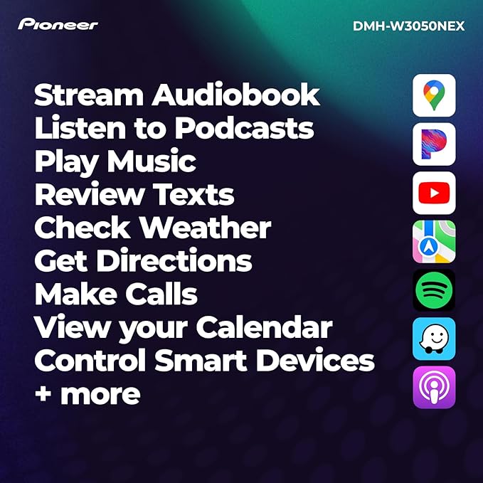 Pioneer DMH-W3050NEX 6.8" Capacitive Touchscreen, Double Din – Wireless & Wired Apple CarPlay & Android Auto, Bluetooth, Backup Camera, Maestro, FLAC, HD Radio, Hi-Volt RCA