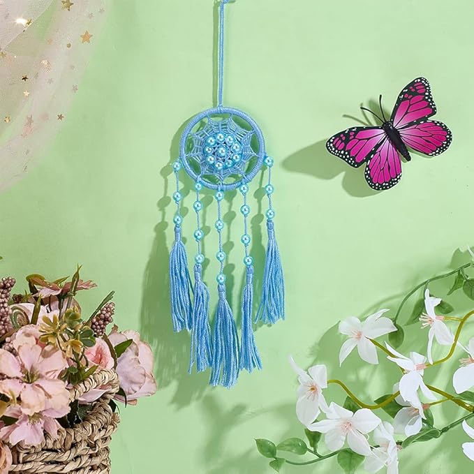 INFUNLY 12 Sets DIY Mini Dream Catcher Kit with Glass Beads Colorful Small Dream Catcher Kit with Instruction Boho Handmade Dreamcatcher Making Kit for Bag Pendant Car Mirror Charm Bedroom Decor