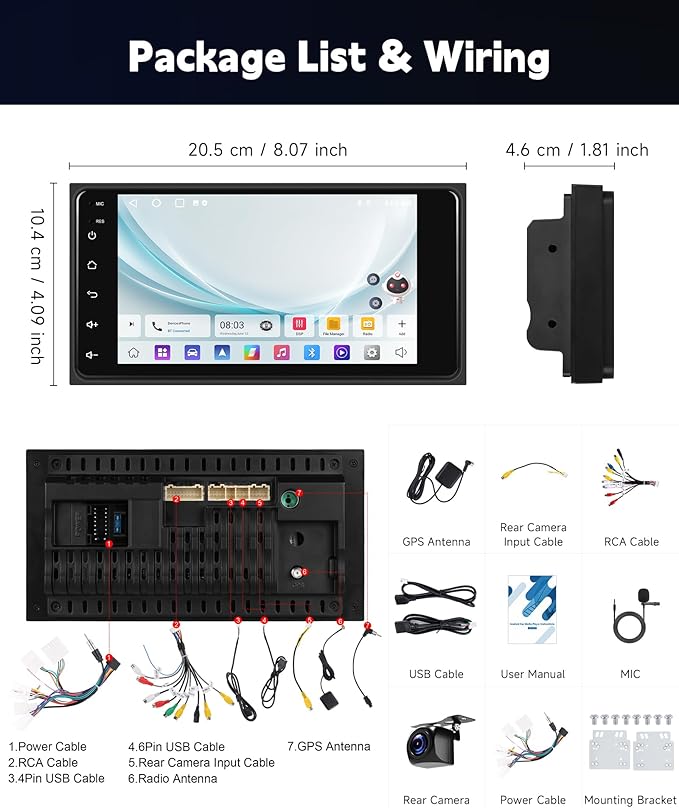 2+64G Car Stereo Radio for Toyota 4Runner 2003-2009,for Tundra 2003-2006, for Sequoia 2003-2007 Wireless Carplay/Android Auto,Android 7“ IPS DSP GPS 5G WiFi BT FM Mirror Link Backup Camera