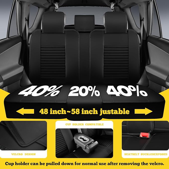 LINGVIDO Front Car Seat Covers, Faux Nappa Leather, Airbag Compatible and Waterproof Protectors for Sedans SUVs, Breathable Anti-Slip Interior for Commuters and Rideshare, Black
