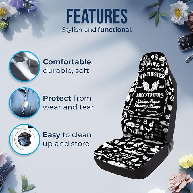 GENANY Horror TV Series Car Seat Covers Set of 2, Breathable Front Seat Covers for Truck Sedan SUV, Fantasy Movie Car Accessories, Horror Gift for Women Men