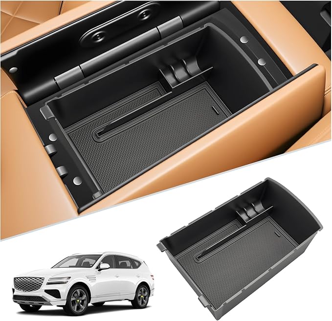 SKTU for 2025 2026 Genesis GV80 Accessories Center Console Organizer for 2025 2026 Genesis GV80 Console Tray 2025 2026 GV80 Middle Console Organizer with Coin Holder