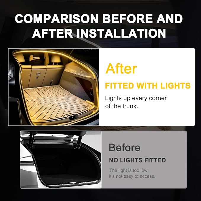 Tlyard Ambient Led Trunk Lights for Tesla Model Y Juniper 2025 2026 Back Interior Frunk Lightning String for Neon Atmosphere Compatible with Tesla Juniper Accessories