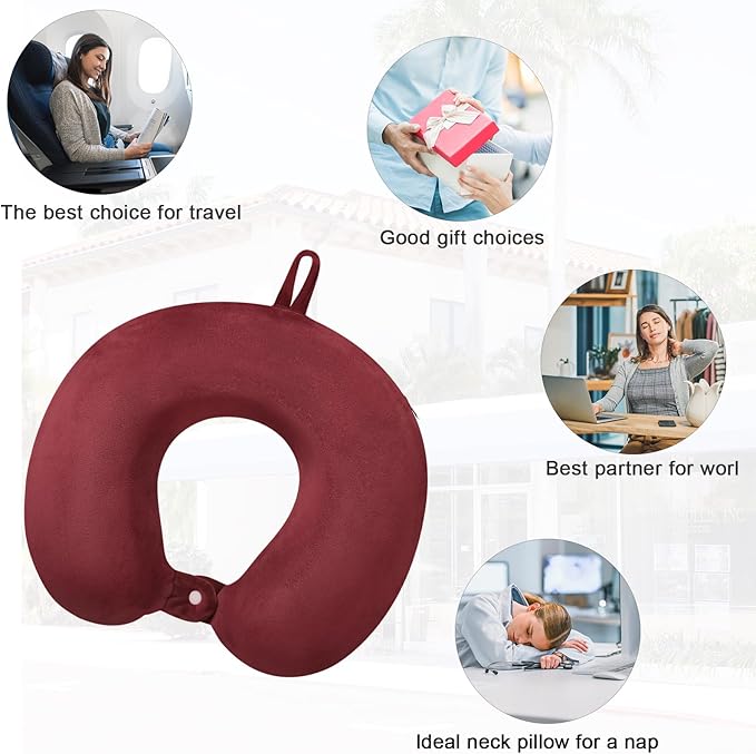 Travel Neck Pillow Memory Foam U Shape Neck Pillow for Travel Pillow Comfortable Head Neck Support Airplane Pillow for Traveling Car Home Office Travel Neck Flight Pillow