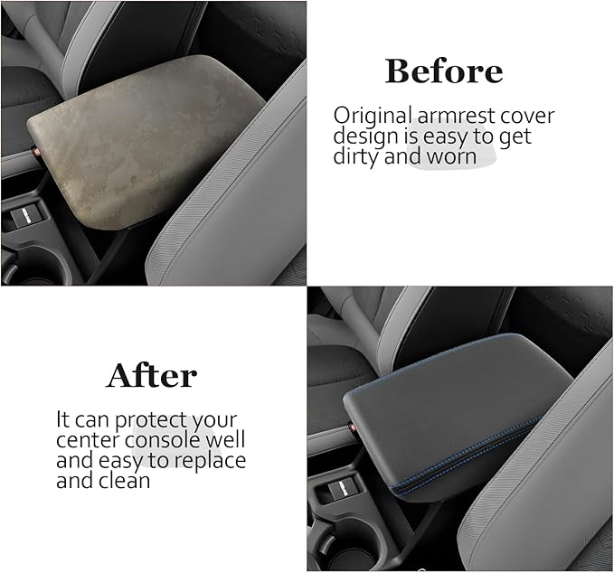 SKTU 2025 2026 Forester Center Console Cover for 2025 2026 Subaru Forester (Base/Premium/Sport/Limited/Touring) Armrest Cover Subaru Forester 2025 2026 Accessories Console Cushion (Blue Line)