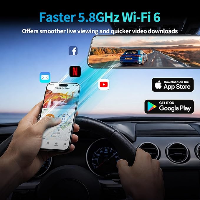 KCV 4K Rear Mirror Dash Cam for Ford F150 F250 F350 (2009-2025 with 16pin Auto dimming), Front 4K + Rear 1080P Camera, Integrated Replacement OEM Look, Plug & Play, Free 64GB Card