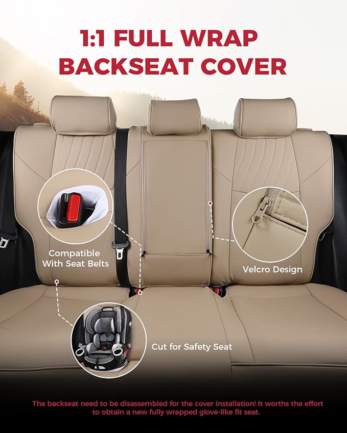 FREESOO for Toyota RAV4 Seat Covers - Custom Fit Car Seat Covers Full Set for Toyota RAV4 2024-2019 2025 LE XLE Limited XLE Premium - Luxury Waterproof Leather Seat Covers for SUV - Beige