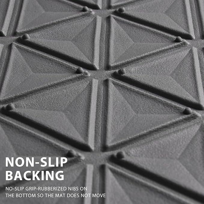 CAR PASS Bling Diamond Car Mats Gray Rubber Floor Mats Full Set Anti-Slip 3D Rhombus Waterproof Trim to Fit Liner Universal Glitter Crystal Sparkly Shining Rhinestone Girl Women SUV Sedan Van All Gray