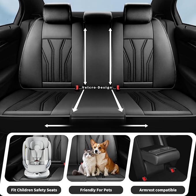 Fit Frontier Car Seat Covers Premium Leather for Nissan Frontier 2009-2025 2026. Waterproof， Breathable, Scratch-Resistant & All-Weather Seat Cushion Protector（Front Seat,All Black