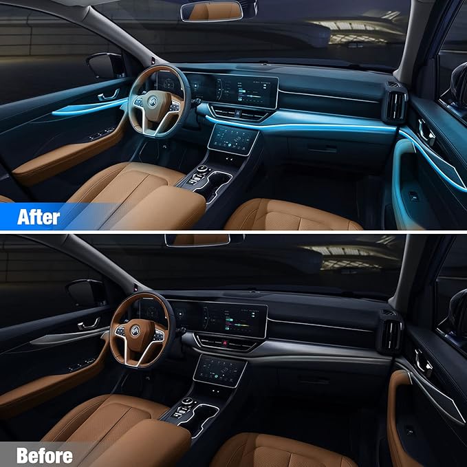6 in 1 LED Car Strip Lights, Car Interior Lights with 276 inches Fiber Optic, Remote and APP Control, 16 Million Colors RGB Ambient Lighting Kits, Music Neon Light Accessories for Car Inside