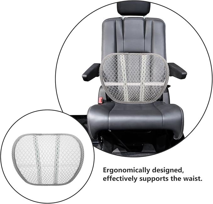 Breathable Car Seat Lumbar Pillow with Cooling Mesh Back Support Pad for Summer Driving Ergonomic Lower Back Relief Cushion for Office Car and Travel Random Color