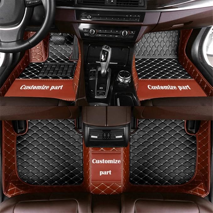 MELKEN Custom Fit Leather Car Floor Mats for 95% of Cars Full Coverage Floor Liners Car Mats (Black & Brown)