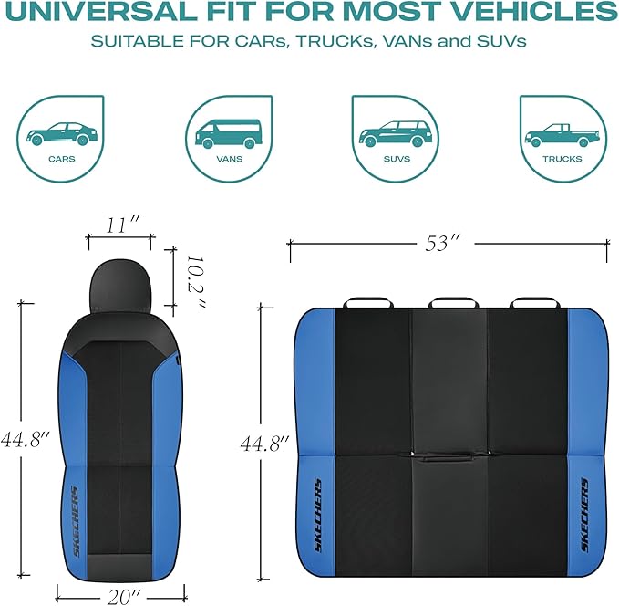 Skechers Car Seat Covers,GOGA Mat Oxford Cloth Seat Covers,Waterproof Car Seat Covers Front Seats,Automotive Universal Fit Seat Cover for Most Cars, Suvs, Trucks,Blue