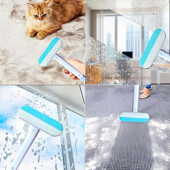 4 in 1 Pet Hair Removal Tool, Multifunctional Pet Hair Remover, Reusable and Washable Dog Cat Hair Cleaning Removal Brush with Long Handle