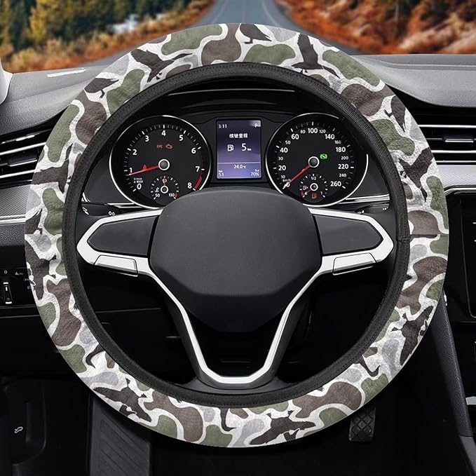 SEANATIVE Duck Hunting Auto Steering Wheel Protector Car Steering Wheel Cover Anti-Slip Universal 15" Vehicle Accessory All Weather Protection