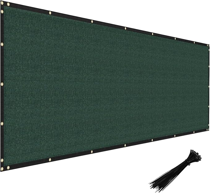 Windscreen4less Privacy Fence Screen Heavy Duty Windscreen Fencing Mesh Fabric Shade Net Cover with Brass Grommtes for Outdoor Wall Garden Yard Pool Deck, 8'x46' Green