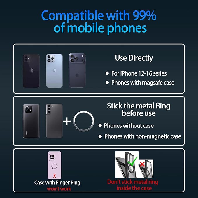 2026 Upgraded Vacuum Magnetic Car Phone Holder, 360° Adjustable Vacuum Ultra Suction Vacuum Car Phone Mount Phone Holders for Your Car/Gym/Mirror for iPhone 16 Pro Max 15 14 13 12 Plus