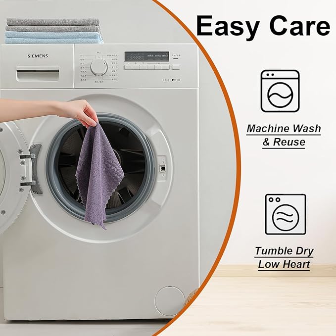 80 Pack Microfiber Cleaning Cloth Roll,Lint Free Rags & Tear Away Reusable Towels Washable Scratch,Ultra Absorbent Dish Rags(12" x 12") for Car Kitchen Home Garage-Dark Purple