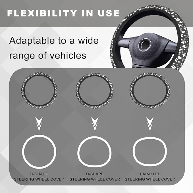 Funny Dog Paw Steering Wheel Cover, Cute Anti-Slip Breathable Car Accessories Interior Elastic Steering Wheel Cover for Men Women Gifts Fit Auto, SUV Vans Truck Universal 14.5-15 Inch