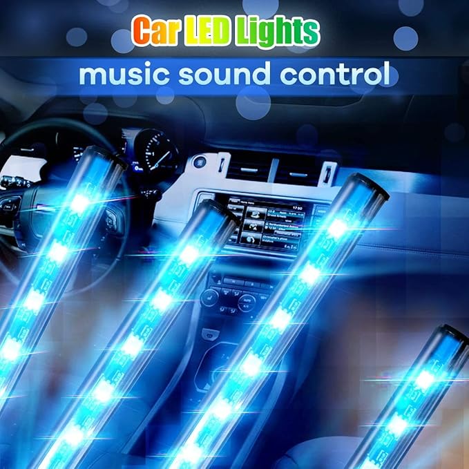Car LED Lights Interior, LED Lights for Car Accessories Interior with Remote Control, Truck Inside Lights with DIY Mode and Music Mode, Ambient Lighting for Cars SUVs Trucks with Car Charger, DC 12V