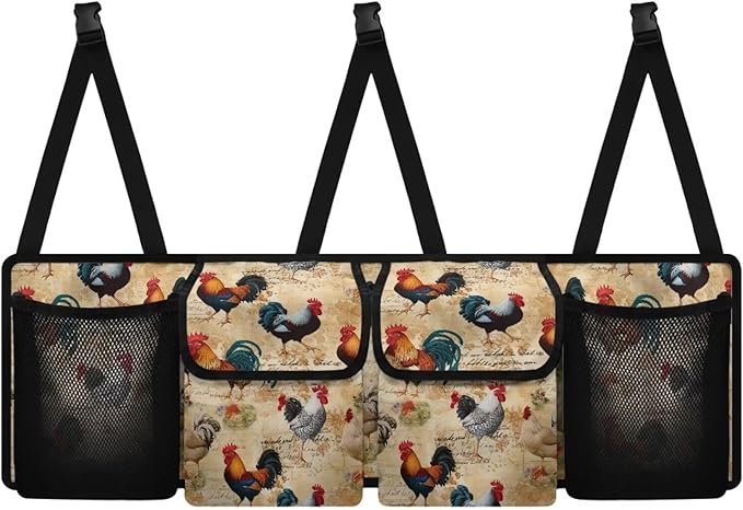 Chicken Rooster Car Trunk Organizer Collapsible Back Seat Large Storage Organizer Bag Auto Trunk Cargo Organizer Groceries Tote Fits for SUV Trucks Sedan