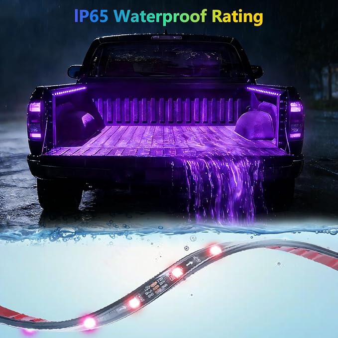 Truck Bed Lights 2Pcs - Multicolor 16 Million Colors,APP & Built-in Control,IP67 Waterproof,Music Sync,12V DC,60-Inch