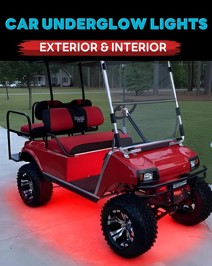12V Led Light Strip Connectable 24Inch Red Led Strip Lights for Car Golf Cart Motorcycle Boat Cabinet Waterproof Led Light Strip,4Pack
