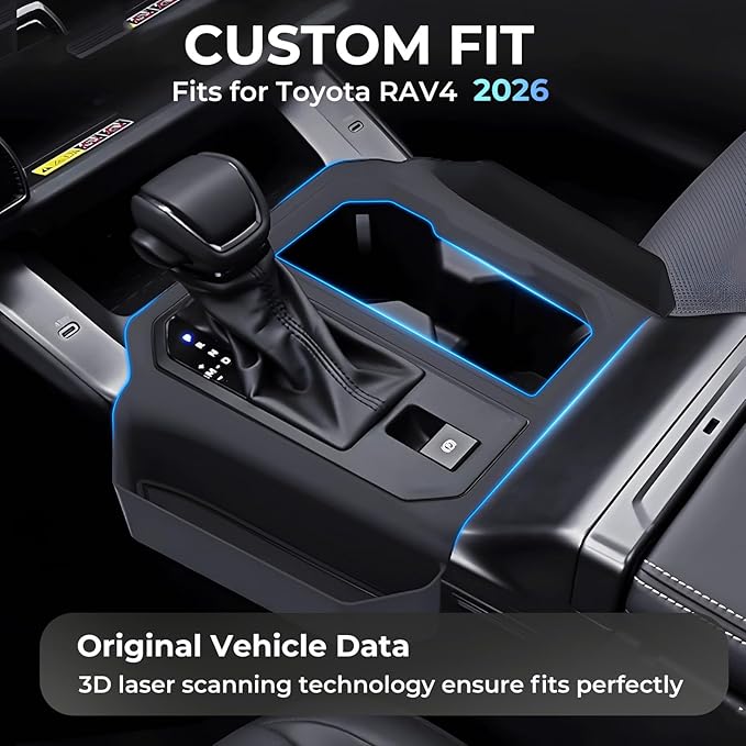 Center Console Organizer Tray Storage Box for Toyota RAV4 2026, Interior Accessories for 2026 RAV 4, Black