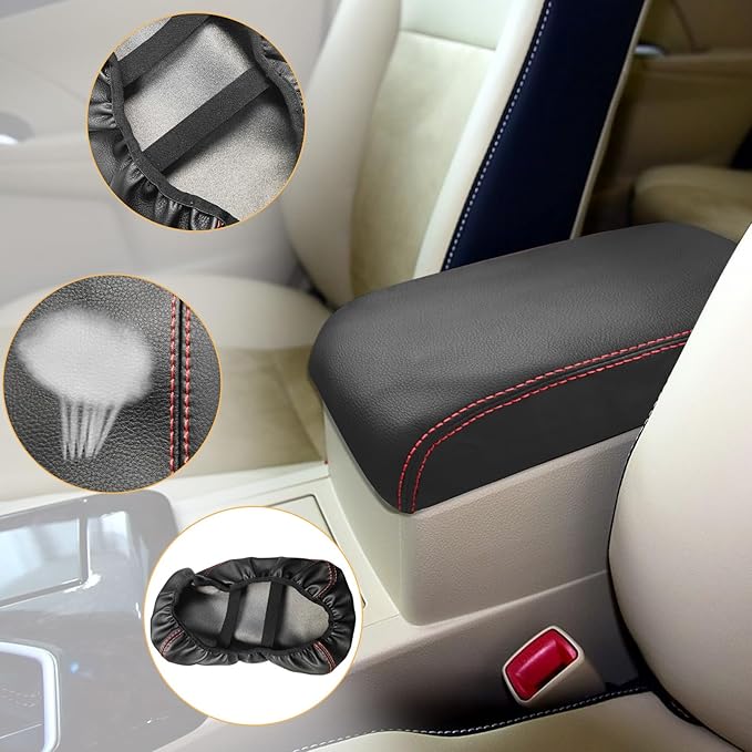 Compatible with Center Console Armrest Cover for Toyota Camry 2012 2013 2014 2015 2016 2017 Leather Arm Rest Storage Box Lids Cushion Protector Pad