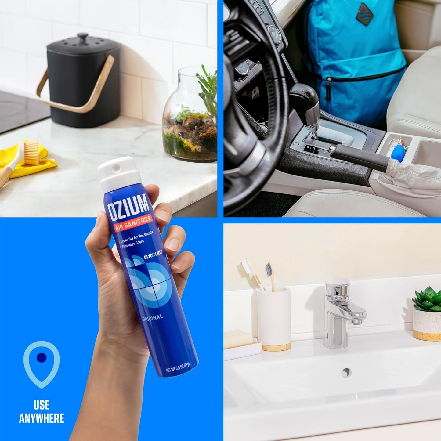 Ozium 3.5 Oz. Air Sanitizer & Odor Eliminator for Homes, Cars, Offices and More, Vanilla Scent, 2 Pack